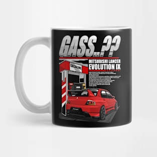 MITSUBISHI LANCER EVO IX ON GAS STATION-RED Mug